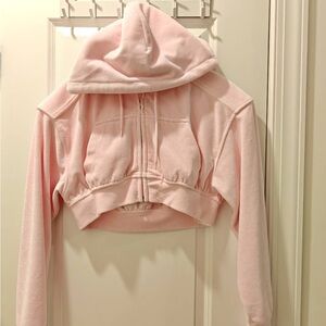 Alexander Wang Light Pink Cropped Hoodie
